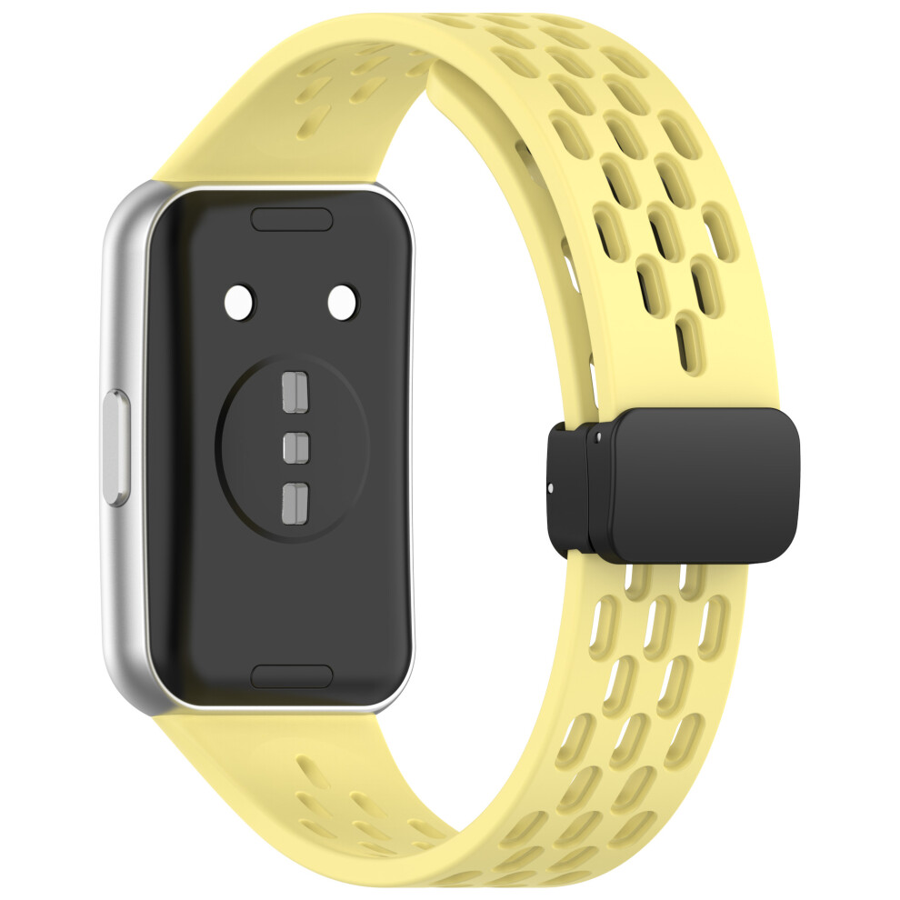 (Yellow) Hollow Holes Silicone Strap For Huawei Band 11 / 11 Pro / 11 Nfc / 11 Pro Nfc Breathable Watch Band Yellow 6914299905455