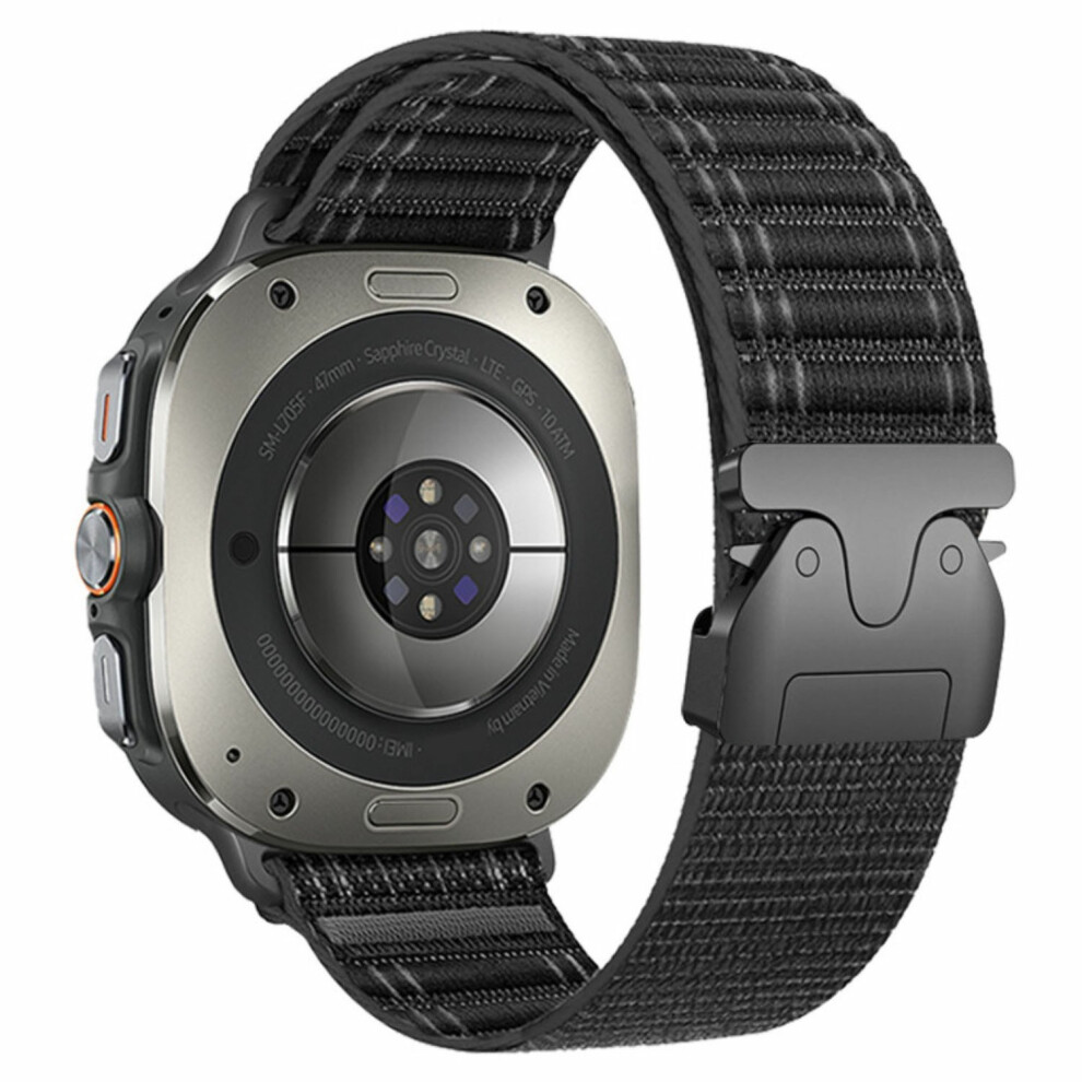 (Black) For Samsung Galaxy Watch Ultra (2025) 47Mm / Ultra 47Mm Watch Band Parachute Buckle Wave Pattern Nylon Wrist Strap Black 6914293271389