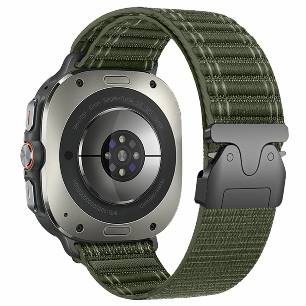 (Army ) For Samsung Galaxy Watch Ultra (2025) 47Mm / Ultra 47Mm Watch Band Parachute Buckle Wave Pattern Nylon Wrist Strap Green 6914294960459