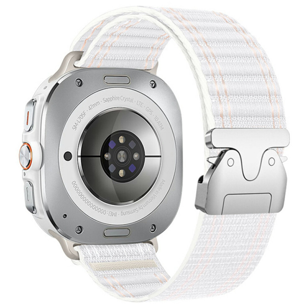 (White) For Samsung Galaxy Watch Ultra (2025) 47Mm / Ultra 47Mm Watch Band Parachute Buckle Wave Pattern N White 6914299272854