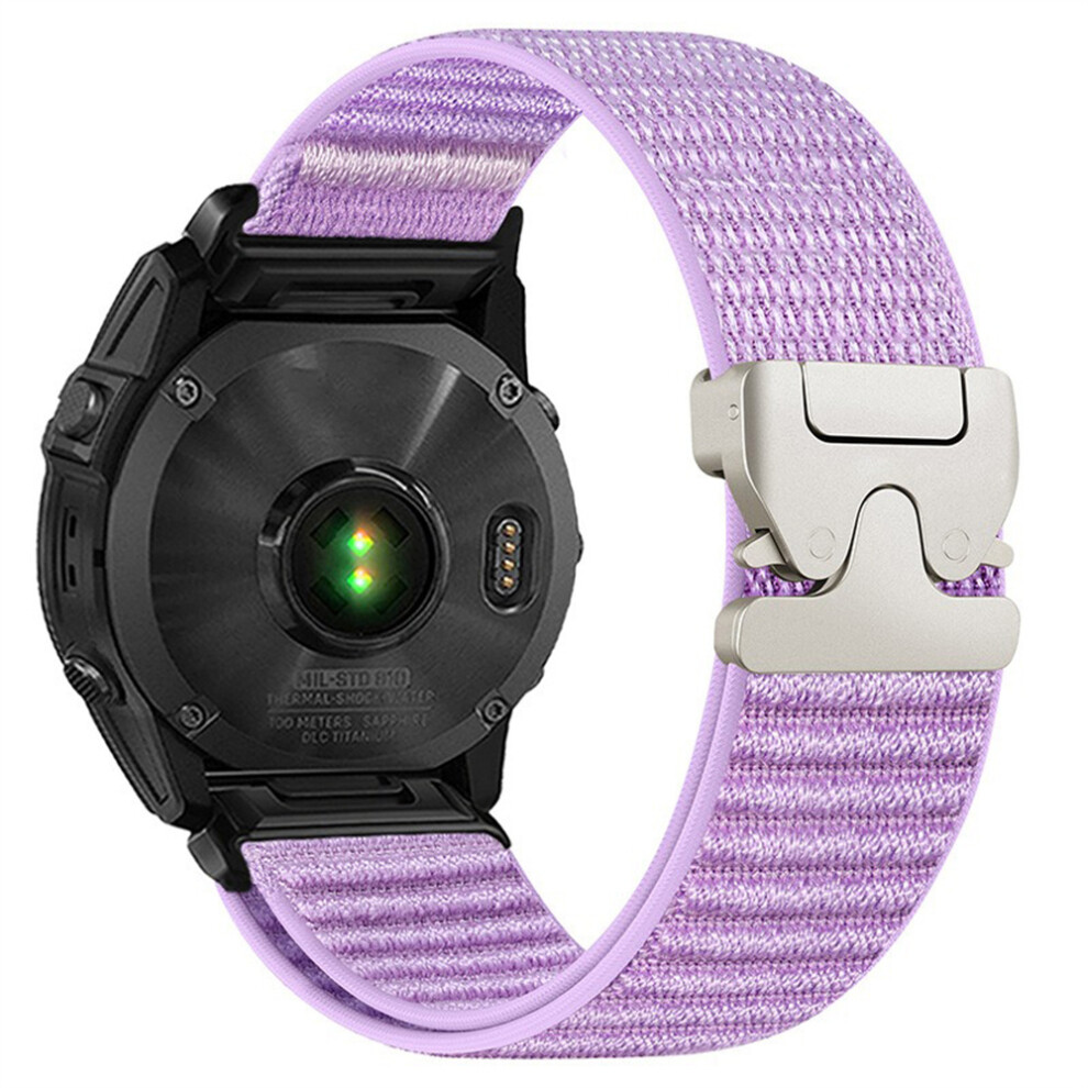 (Purple) Nylon Watch Band For Garmin Fenix 7X Pro / 7X / 6X Pro Quickfit 26Mm Parachute Buckle Woven Wrist Strap With Stainless S Purple 6914290634231