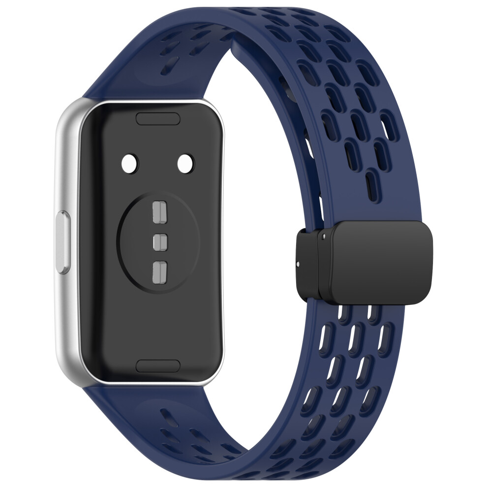 (Blue) Hollow Holes Silicone Strap For Huawei Band 11 / 11 Pro / 11 Nfc / 11 Pro Nfc Breathable Watch Band Blue 6914297479712