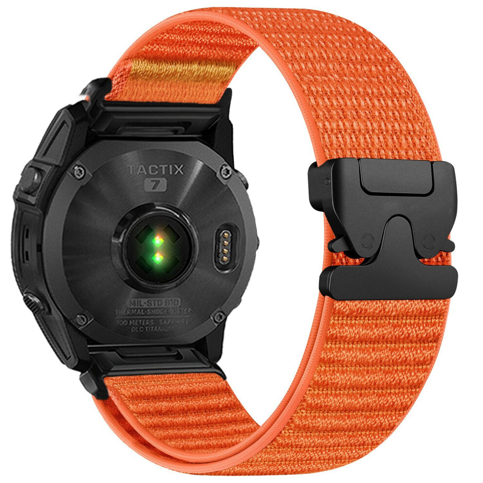 (Orange) Nylon Watch Band For Garmin Fenix 7X Pro / 7X / 6X Pro Quickfit 26Mm Parachute Buckle Woven Wrist St Orange 6914299234630