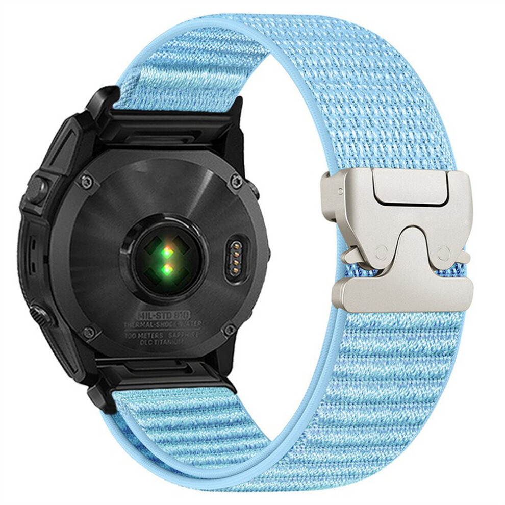 (Blue) Nylon Watch Band For Garmin Fenix 7X Pro / 7X / 6X Pro Quickfit 26Mm Parachute Buckle Woven Wrist St Blue 6914292162794