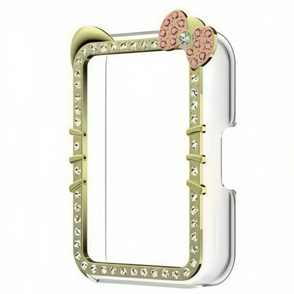 (Gold) For Huawei Band 11 Watch Case Cute Kitty Cat Rhinestone Decor Hard Pc Frame Hollow Cover Gold 6914295864749
