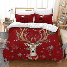 Christmas Reindeer Bedding Merry Christmas Print Microfibre Duvet Cover200 x 200 cm - DD01