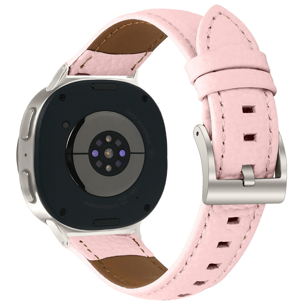 ( / Starlight) Litchi Textured Genuine Cow Leather Strap With Electroplated Buckle For Samsung Galaxy Watch8 Classic 46Mm / Watch8 44Mm Pink 6914291447250