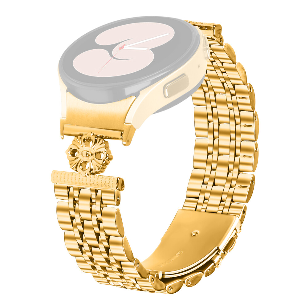 (Gold) Metal Watch Band With Quick Release Four Petal Connector For Samsung Galaxy Watch 5 Active / Watch 5 Gold 6914298323168