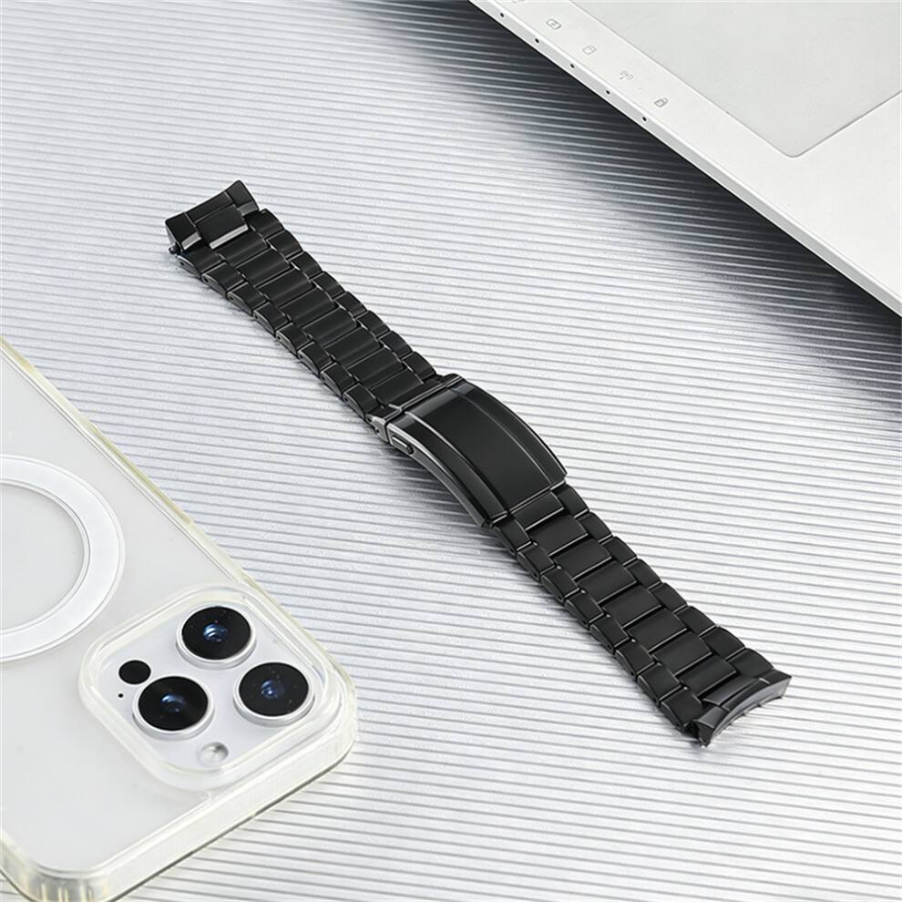 (Black) For Huawei Watch Gt 6 46Mm Watch Band 3-Section Link Fold-Over Clasp Detachable Titanium Alloy Strap Black 6914290546923