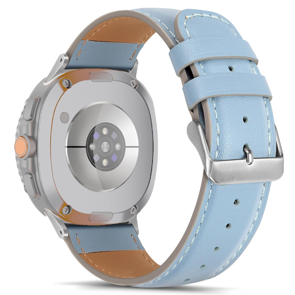 (Baby ) Leather Watch Band For Samsung Galaxy Watch8 Classic 46Mm / Watch8 44Mm / 40Mm Wrist Strap With Blue 6914290615018