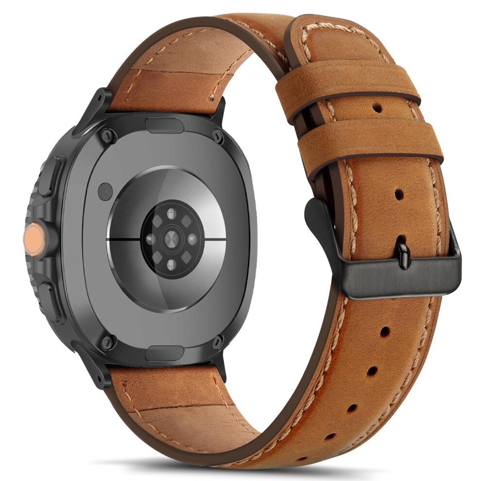 ( Brown) Leather Watch Band For Samsung Galaxy Watch8 Classic 46Mm / Watch8 44Mm / 40Mm Wrist Strap With Dark/Brown 6914299788881