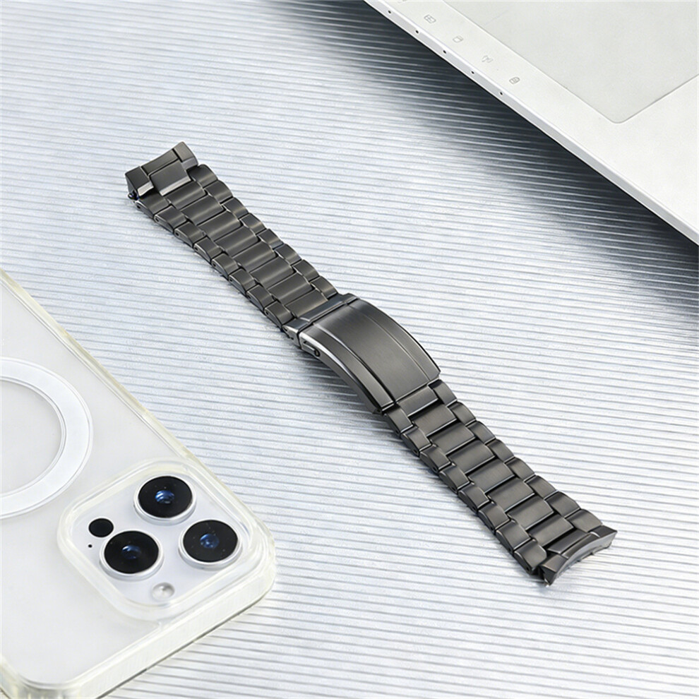 (Grey) For Huawei Watch Gt 6 46Mm Watch Band 3-Section Link Fold-Over Clasp Detachable Titanium Alloy Strap Grey 6914290896592