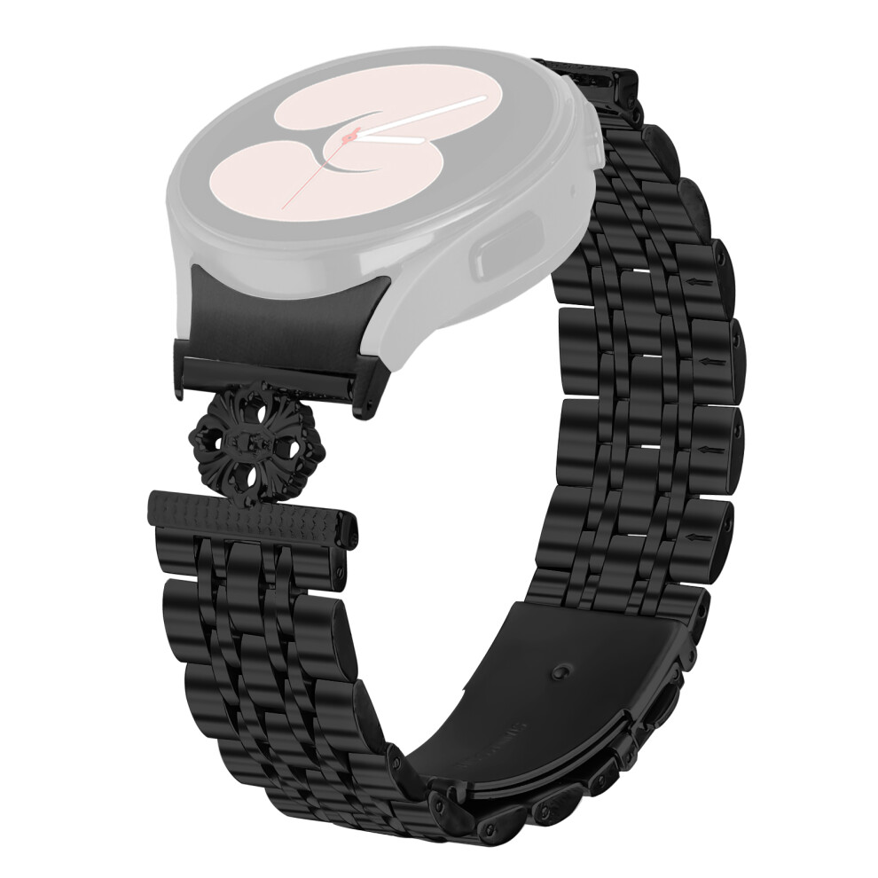 (Black) Metal Watch Band With Quick Release Four Petal Connector For Samsung Galaxy Watch6 Classic 47Mm / 43Mm / Watch6 44Mm / 4 Black 6914295409926