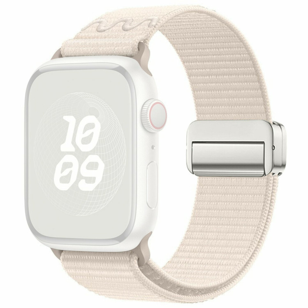 (Starlight) Magnetic Buckle Nylon Strap For Apple Watch Series 11 10 42Mm / 9 8 7 41Mm / Se3 Se2 Se 6 5 4 40Mm / 6914292306617