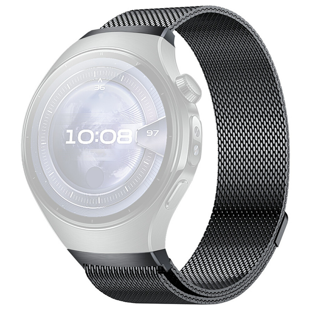(Black) Magnetic Watch Band For Huawei Watch 5 46Mm Stainless Steel Milanese Loop Seamless Button Quick Rele Black 6914291369309