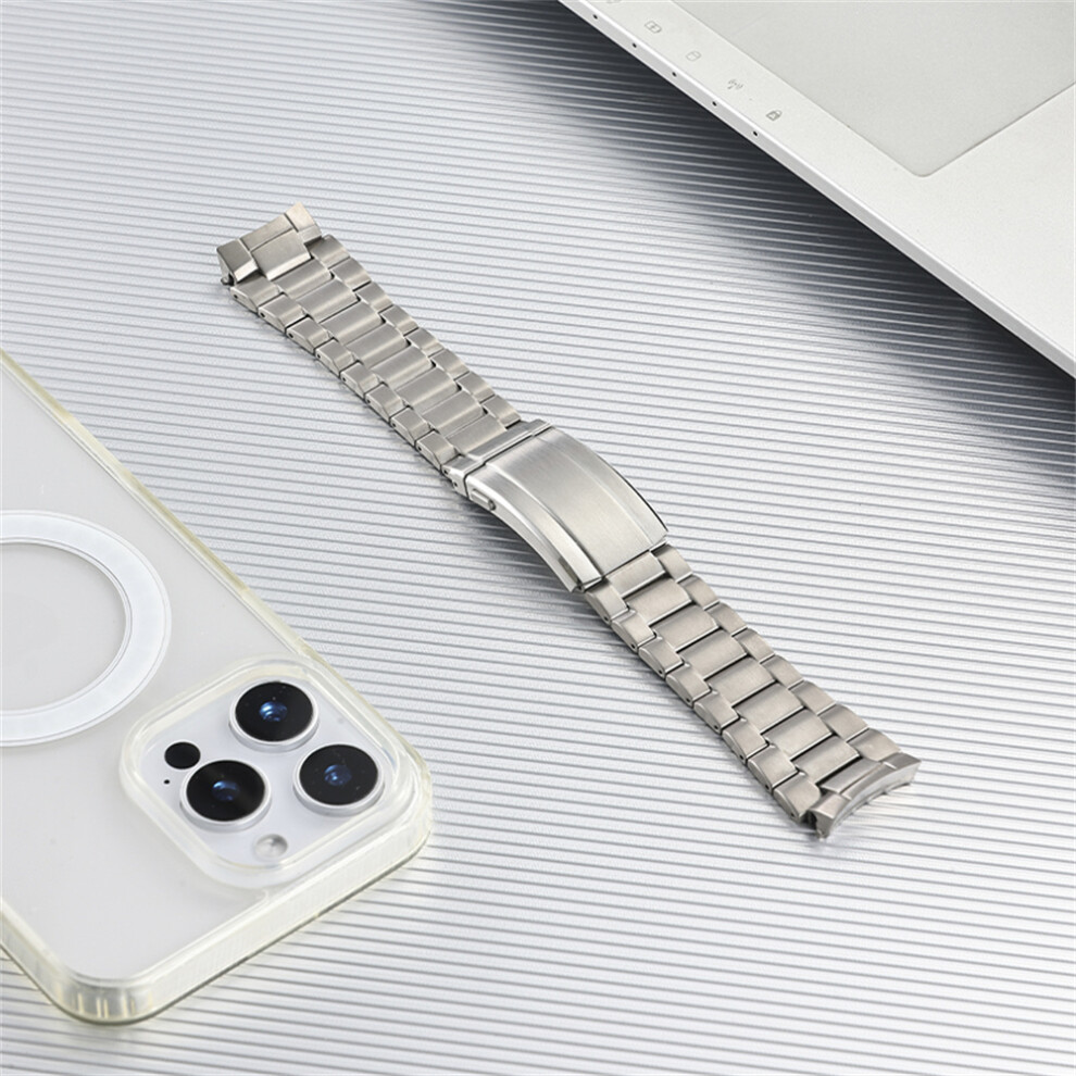 (Silver) For Huawei Watch Gt 6 46Mm Watch Band 3-Section Link Fold-Over Clasp Detachable Titanium Alloy Strap Silver 6914298575291