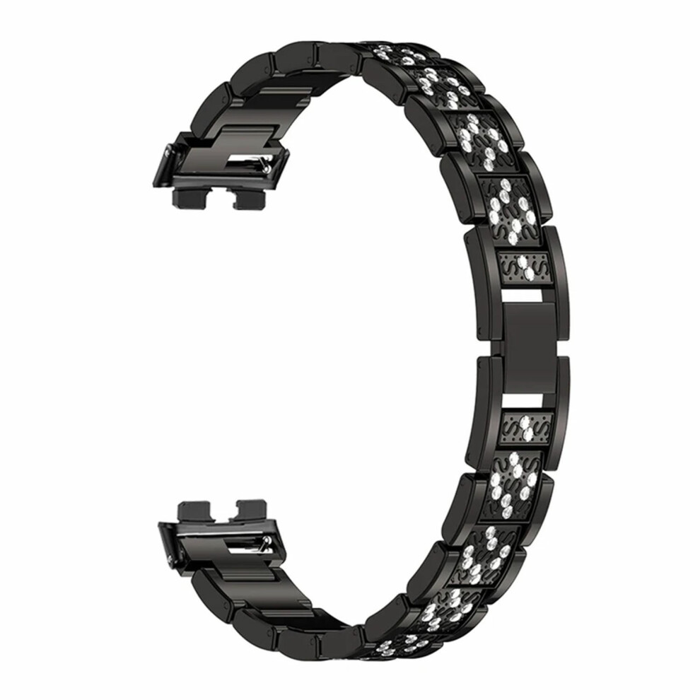 (Black) Metal Strap For Huawei Band 11 Pro Nfc / 11 Nfc / 11 Pro / 11 Rhinestone Stainless Steel Watch Band Black 6914290516841