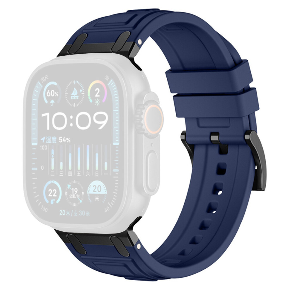 (Navy ) Armor Silicone Watch Band For Apple Watch Series 11 10 42Mm / 9 8 7 41Mm / Se3 Se2 Se 6 5 4 40Mm / 3 2 1 38Mm Adju Blue 6914295388702