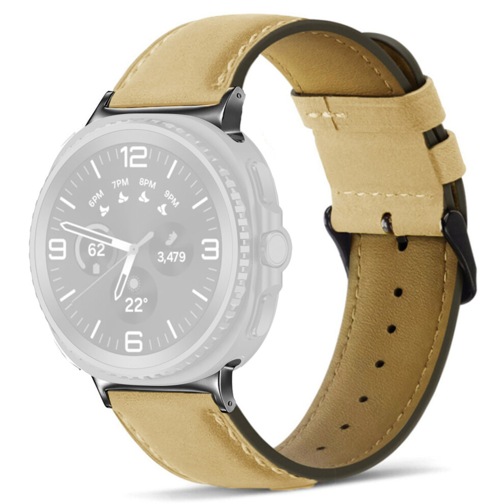 (Beige) Leather Watch Band For Samsung Galaxy Watch8 Classic 46Mm / Watch8 44Mm / 40Mm Wrist Strap With Beige 6914294203068