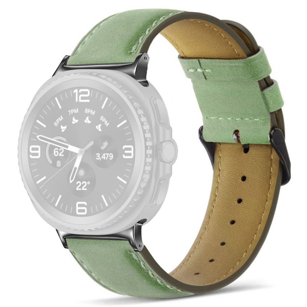 (Green) Leather Watch Band For Samsung Galaxy Watch8 Classic 46Mm / Watch8 44Mm / 40Mm Wrist Strap With Green 6914297687902