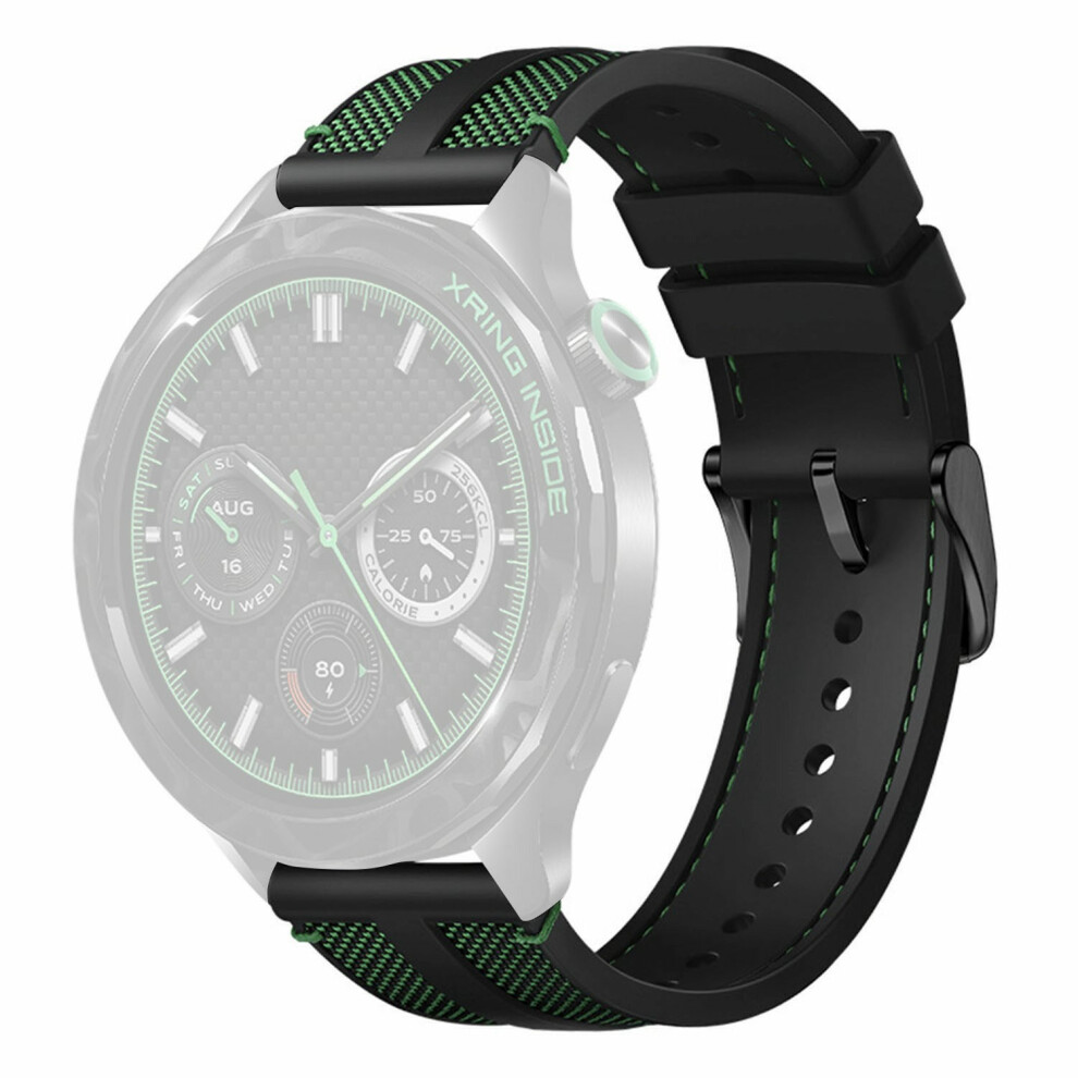(Black / Green) 22Mm Fluoroelastomer Nylon Strap For Xiaomi Watch S5 / Huawei Watch Gt 6 46Mm / Gt 5 46Mm Adjustable Watch Band Green,Black 6914297887104