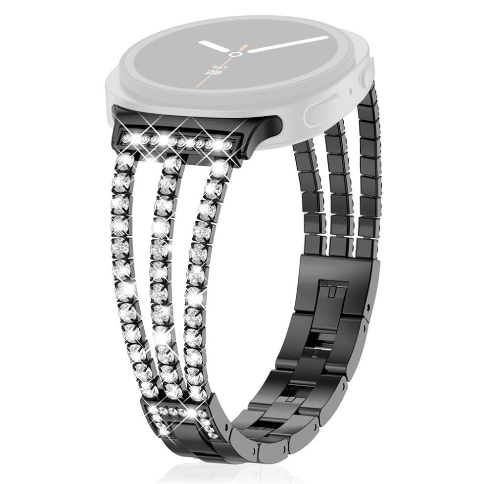 (Black) Watch Band For Samsung Galaxy Watch8 Classic 46Mm / Watch8 44Mm / 40Mm Crystal Chain Jewelry Clasp Zinc Alloy Wrist Black 6914291042707