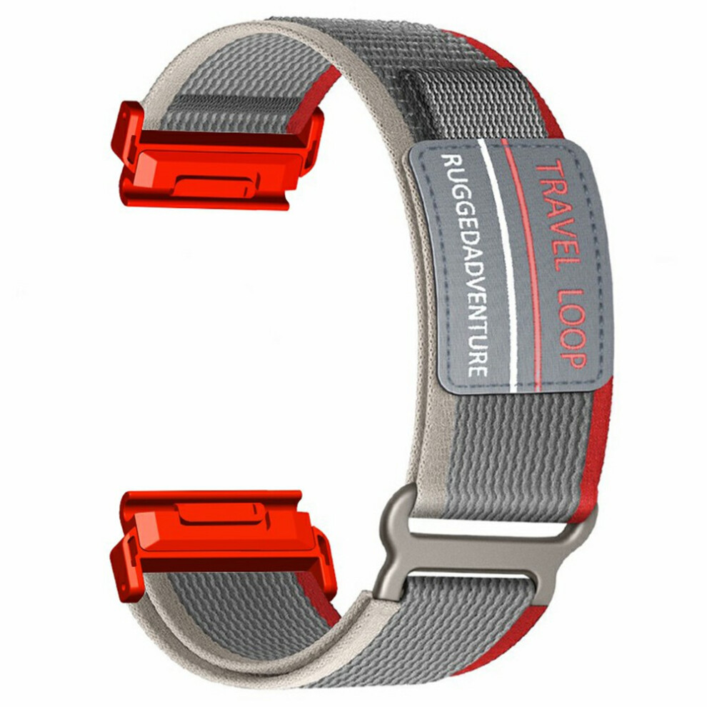 (Red Grey) For Huami Amazfit T-Rex Ultra 2 26Mm Nylon Strap Magic Tape Watch Band With Metal Buckle Red,Grey 6914298473757