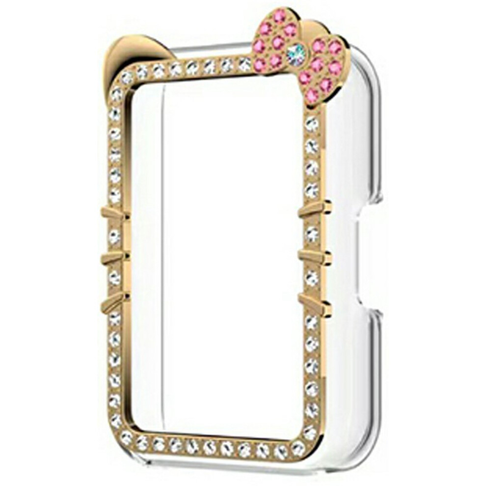 (Rose ) For Huawei Band 11 Watch Case Cute Kitty Cat Rhinestone Decor Hard Pc Frame Hollow Cover Gold 6914293771490