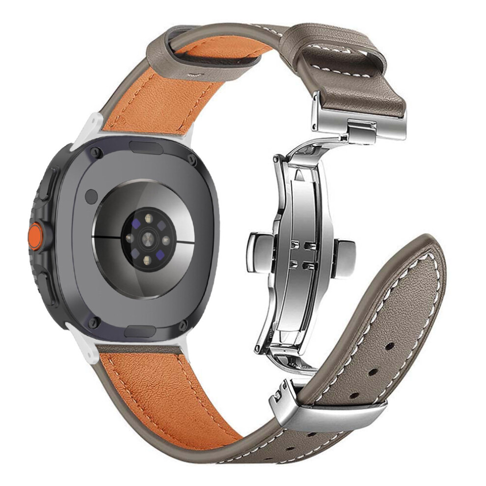 (Grey) Leather Watch Band For Samsung Galaxy Watch8 Classic 46Mm / Watch8 44Mm / 40Mm Butterfly Shaped Grey 6914294702608