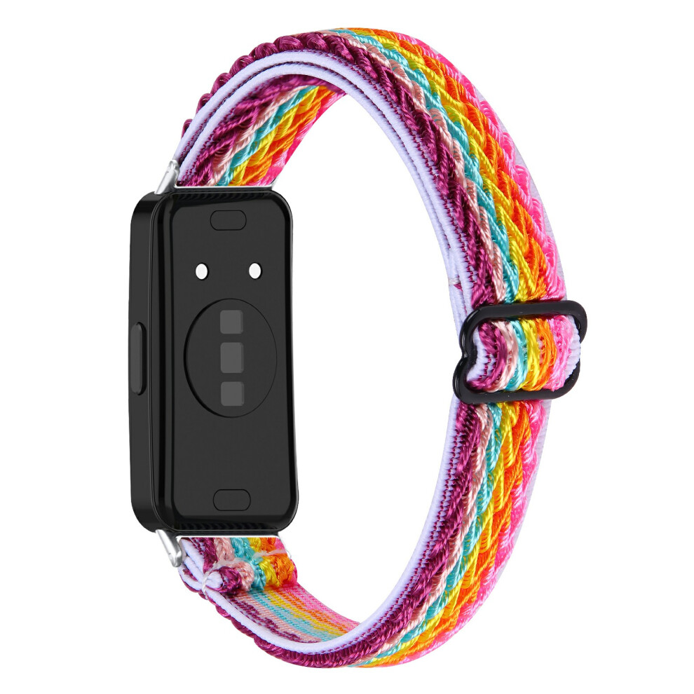 (Rainbow 2) For Huawei Band 11 / 11 Pro Adjustable Nylon Watch Band Wave Design Elastic Wrist Strap 6914291255534