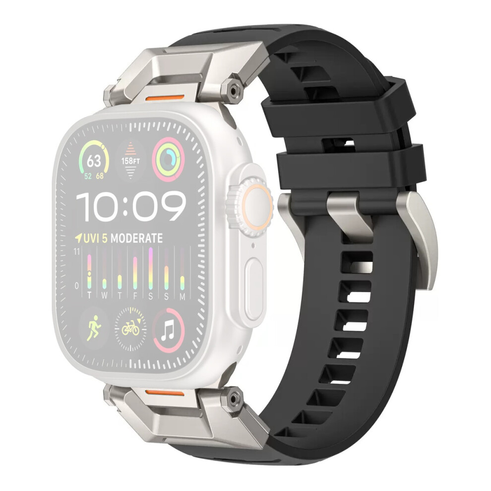(Black) Coteci W125 Mecha Fluorubber Strap For Apple Watch Ultra 3 2 1 49Mm / Series 11 10 46Mm / 9 8 7 Black 6914294519497