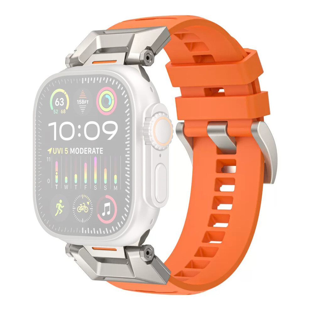 (Orange) Coteci W125 Mecha Fluorubber Strap For Apple Watch Ultra 3 2 1 49Mm / Series 11 10 46Mm / 9 8 7 Orange 6914298107546