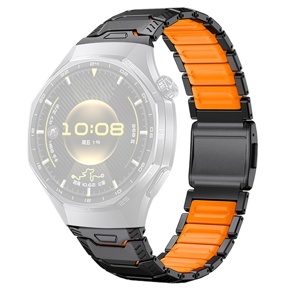 (Black Orange) 22Mm Universal Titanium Alloy Silicone Watch Band With Magnetic Buckle For Huawei Watch Gt 5 Pro 46M Orange,Black 6914299961895