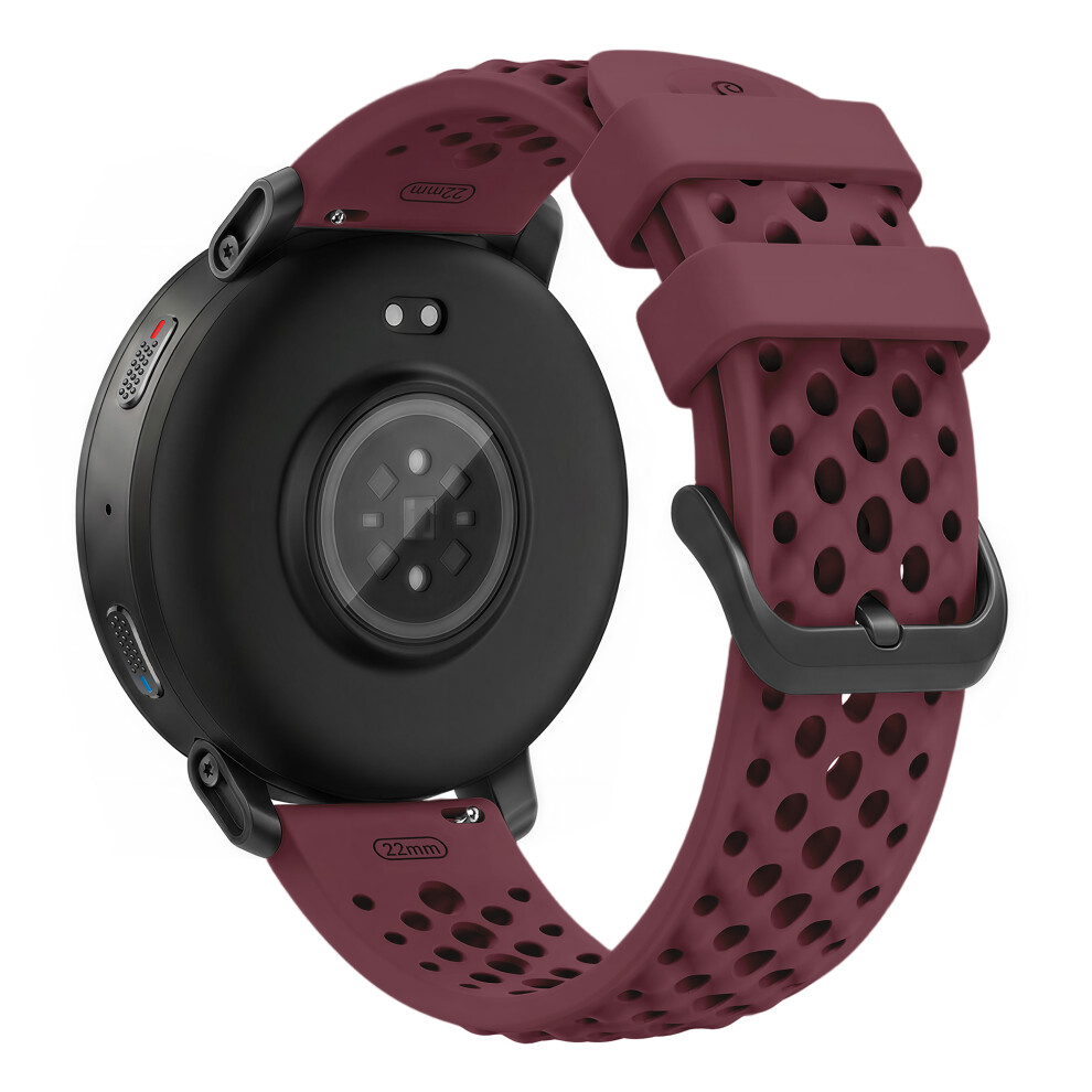 (Wine ) Silicone Strap For Huami Amazfit Active Max / Huawei Watch Gt 6 46Mm / Gt 5 46Mm 22Mm Holes Design B Red 6914295611626