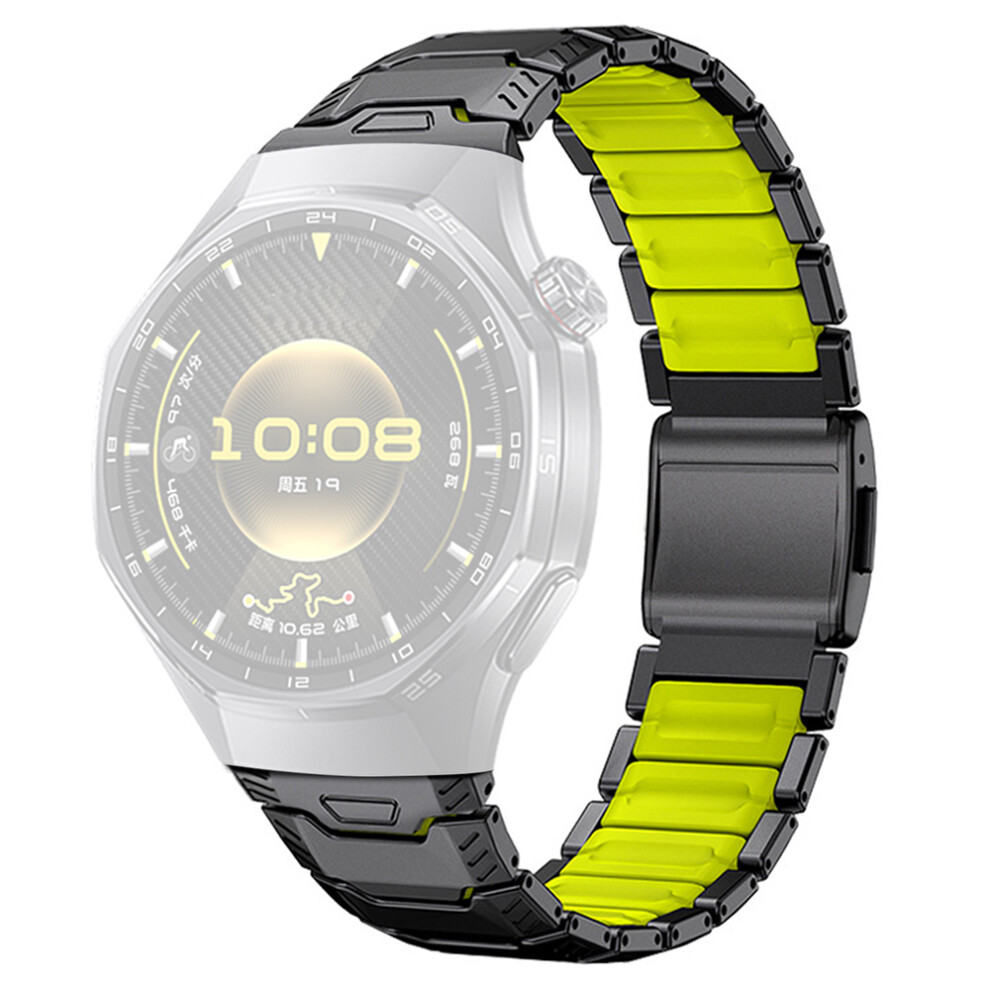 (Black Green) 22Mm Universal Titanium Alloy Silicone Watch Band With Magnetic Buckle For Huawei Watch Gt 5 Pro 46M Green,Black 6914291913748