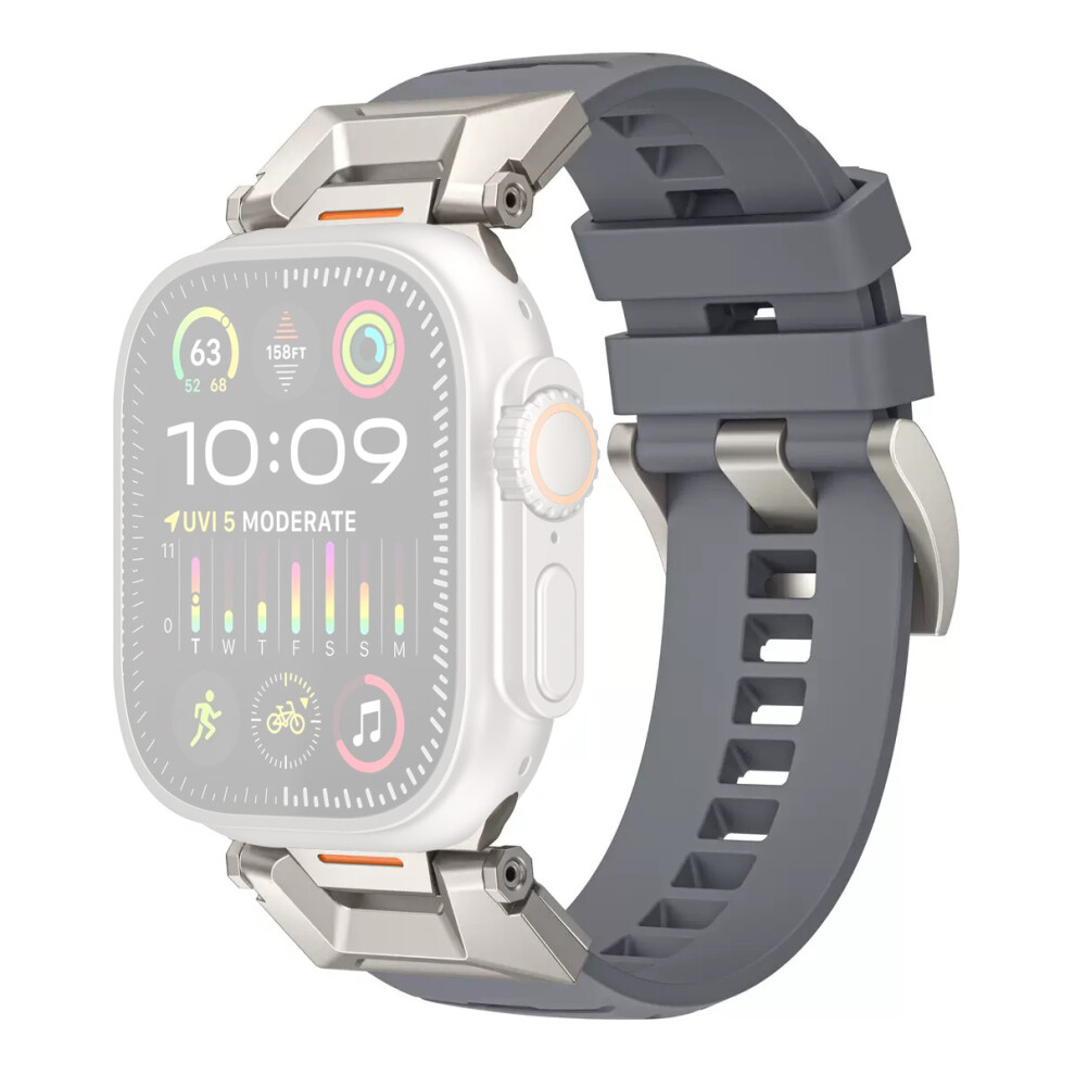 (Grey) Coteci W125 Mecha Fluorubber Strap For Apple Watch Ultra 3 2 1 49Mm / Series 11 10 46Mm / 9 8 7 Grey 6914296875867