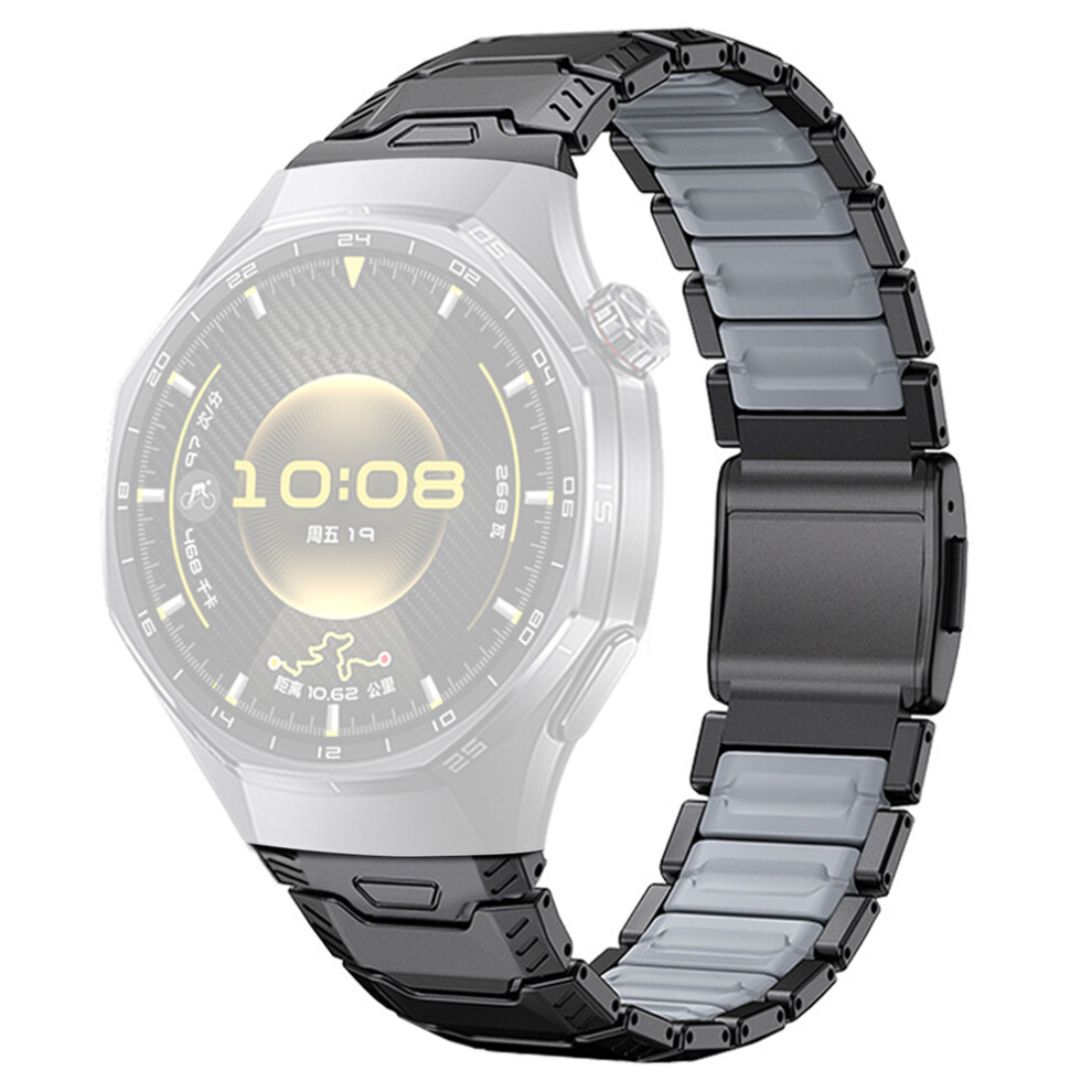 ( Gray) 22Mm Universal Titanium Alloy Silicone Watch Band With Magnetic Buckle For Huawei Watch Gt 5 Pro 46M Black 6914298306697