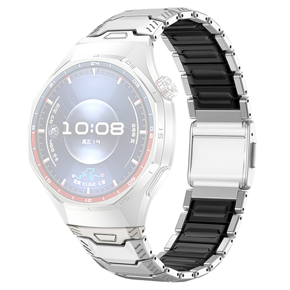 (Titanium ) 22Mm Universal Titanium Alloy Silicone Watch Band With Magnetic Buckle For Huawei Watch Gt 5 Pro 46M Black 6914295501798