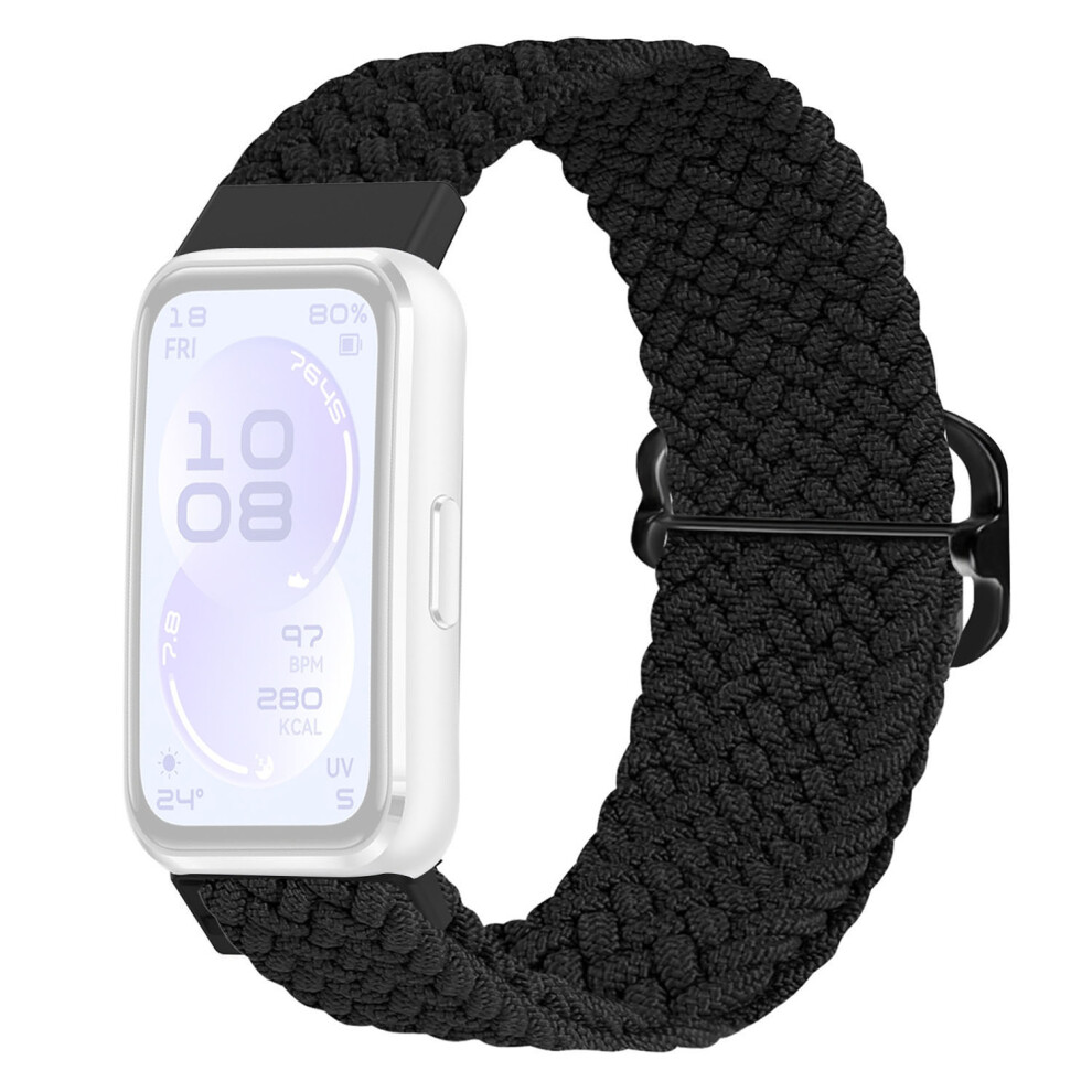 (Black) Nylon Strap For Huawei Band 11 Pro Nfc / 11 Nfc / 11 Pro / 11 Woven Sport Band With Adjustable Buckl Black 6914298304648