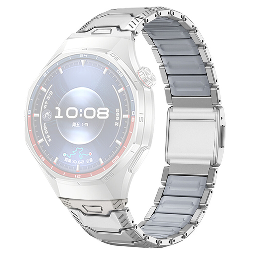 (Titanium ) 22Mm Universal Titanium Alloy Silicone Watch Band With Magnetic Buckle For Huawei Watch Gt 5 Pro 46M Gray 6914292200656