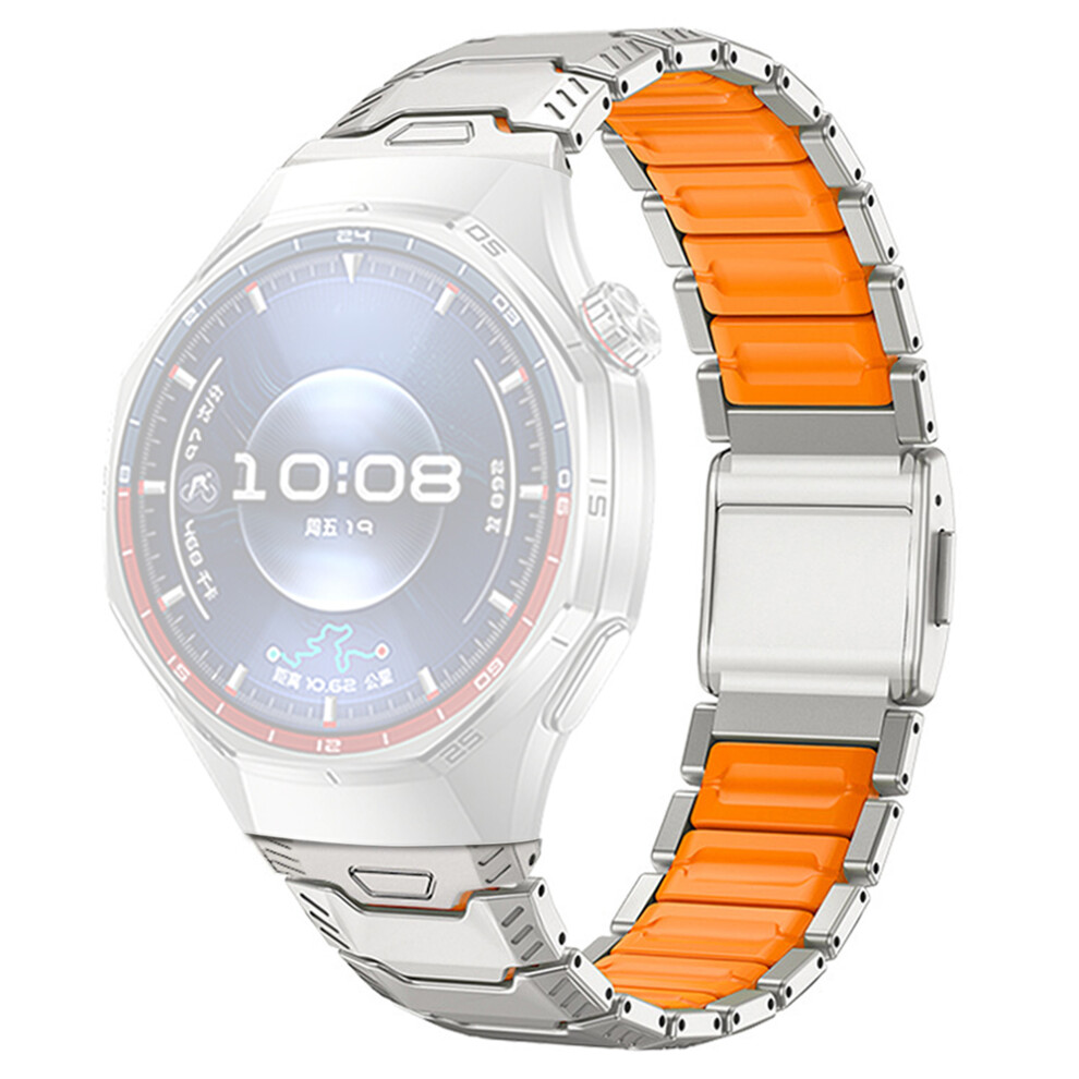 (Titanium ) 22Mm Universal Titanium Alloy Silicone Watch Band With Magnetic Buckle For Huawei Watch Gt 5 Pro 46M Orange 6914295253673