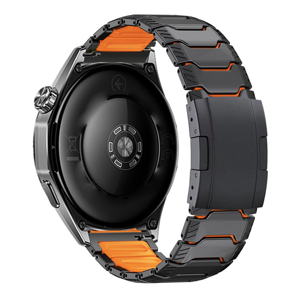 (Black Orange) 22Mm Universal Metal Silicone Watch Band With Turtle Shell Buckle For Huawei Watch Gt 5 Pro 46Mm / Orange,Black 6914297453644