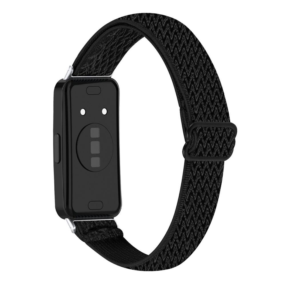 (Black) For Huawei Band 11 / 11 Pro Adjustable Nylon Watch Band Wave Design Elastic Wrist Strap Black 6914295591256
