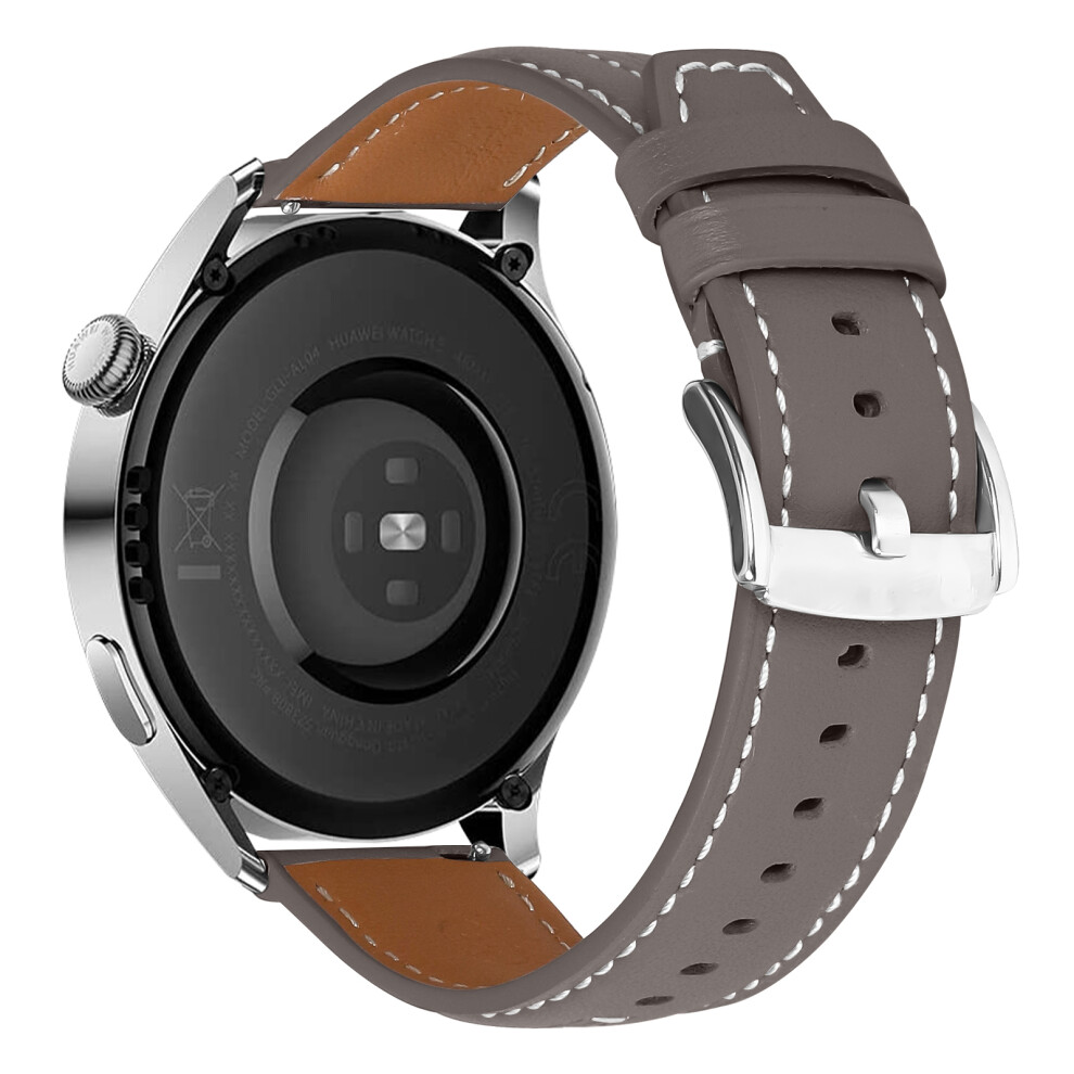 (Moon Mist ) 22Mm Leather Watch Band For Haylou Solar Ls05 Wristband Replacement With Stitching Gray 6914294879843