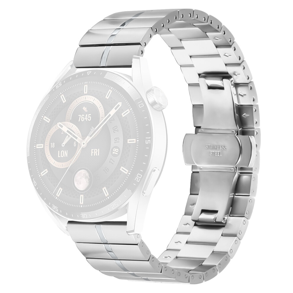 (Silver) For Huami Amazfit Active Max Stainless Steel Strap Butterfly Buckle Replacement Wrist Band Silver 6914298834275