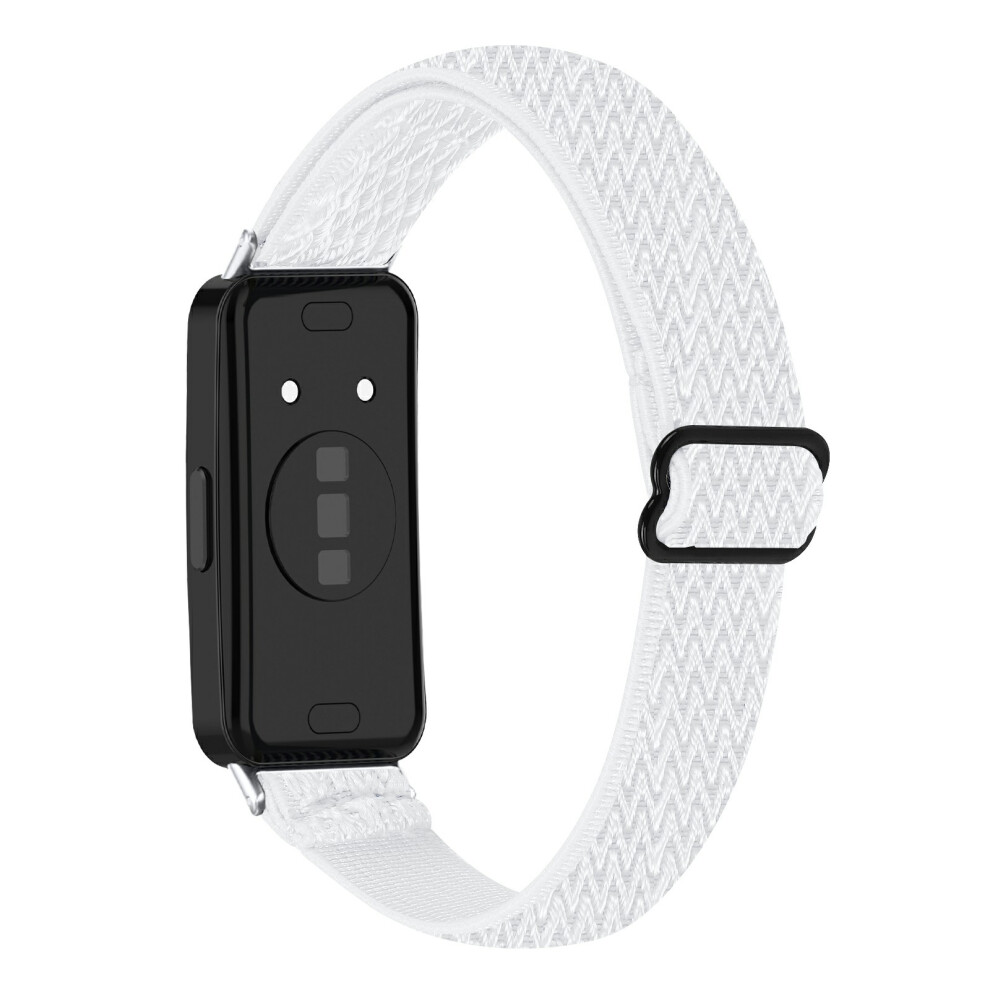 (White) For Huawei Band 11 / 11 Pro Adjustable Nylon Watch Band Wave Design Elastic Wrist Strap White 6914299357919