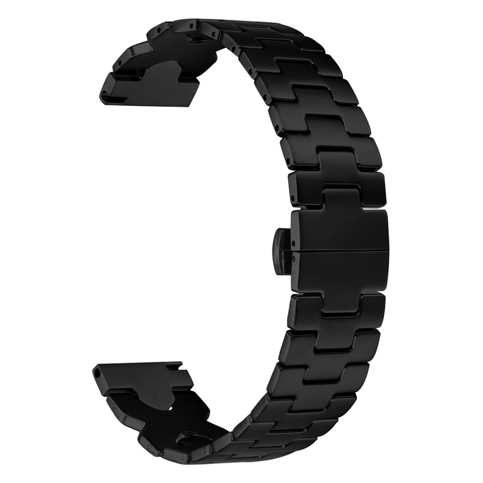 (Black) For Huami Amazfit Active Max Watch Strap X Shape Link Stainless Steel Butterfly Clasp Wrist Band Black 6914296326017