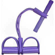 (Purple) Fitness Resistance Bands Set with 4 Tubes, Ankle Straps and Pedal for Stretching Workouts