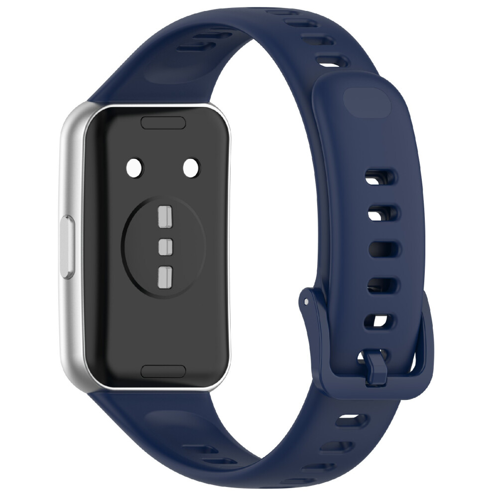 (Midnight ) For Huawei Band 11 / Band 11 Pro Silicone Strap Metal Connector Sports Watch Band Blue 6914294560352