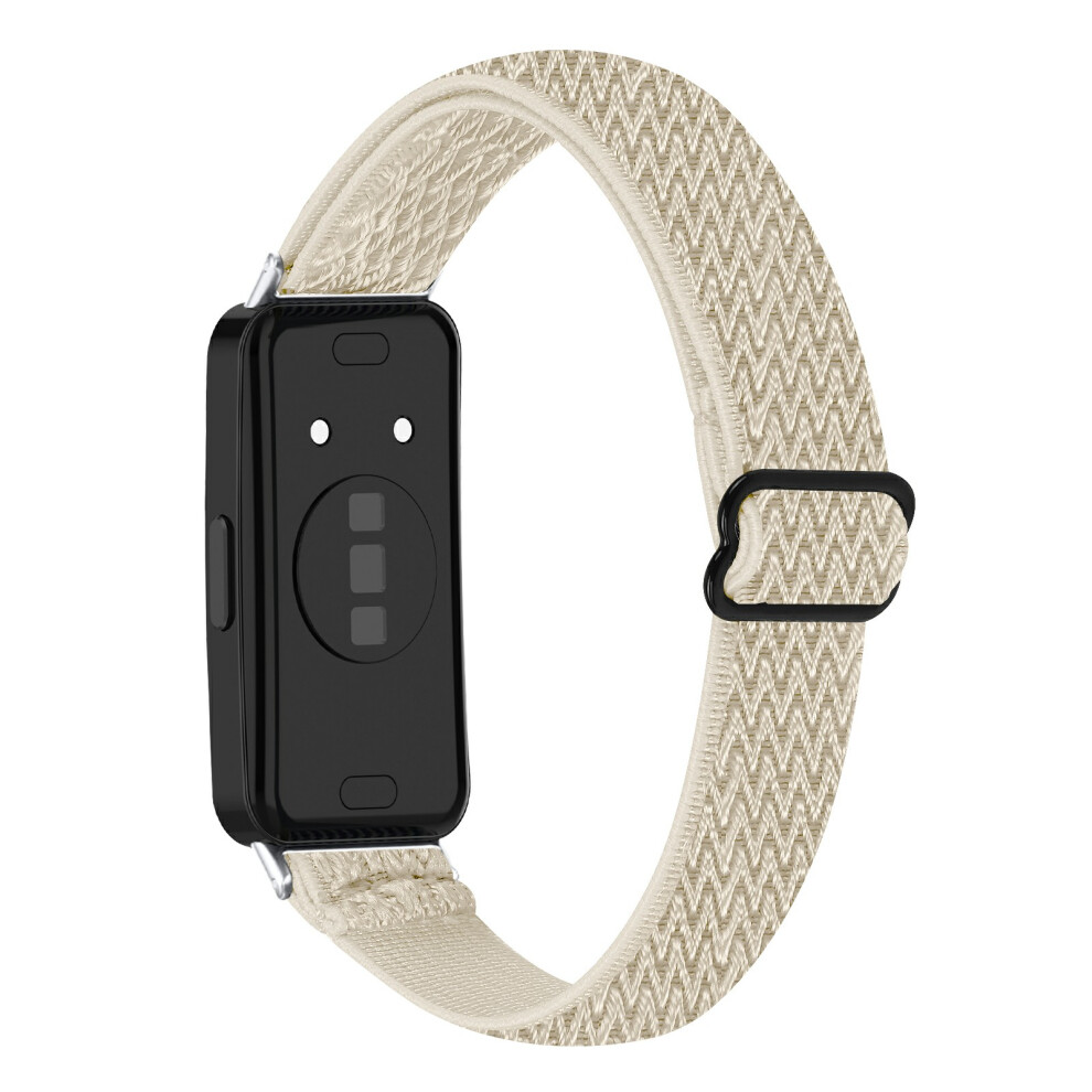 (Apricot) For Huawei Band 11 / 11 Pro Adjustable Nylon Watch Band Wave Design Elastic Wrist Strap 6914298719350